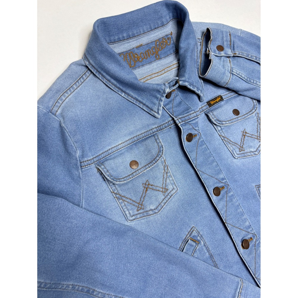 Wrangler Women Light Wash Denim Jacket XL Stretch Western Blue LRPJ20L